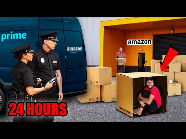 24 hours in Amazon Box Challenge 📦 Will i Survive ? class=