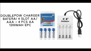 DOUBLEPOW Charger Baterai 4 slot AA AAA dan 4 PCS AA Battery 1200mAh