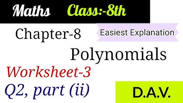 CH-8 Polynomials/ Worksheet-3/Long division method/Q2 part (ii) @Easy Maths with Vikas Dogra