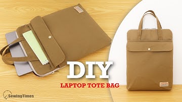 DIY Laptop Tote Bag 🎒 Make a Stylish Canvas Work Bag with Front Pockets