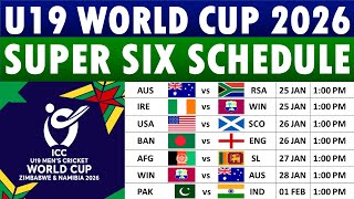 Icc Under 19 World Cup 2026 Super Six Schedule Icc Under 19 World Cup Super 6 Schedule