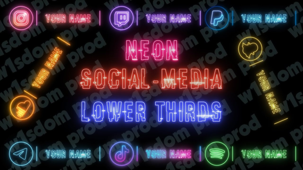20 Neon Social Media Lower Thirds Pack | After Effects and Premiere Pro Templates |