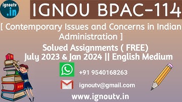 IGNOU BPAC-114 Solved Assignment July 2023 & Jan 2024 [FREE] || IGNOU BAPAH || IGNOU TV || IGNOU ||