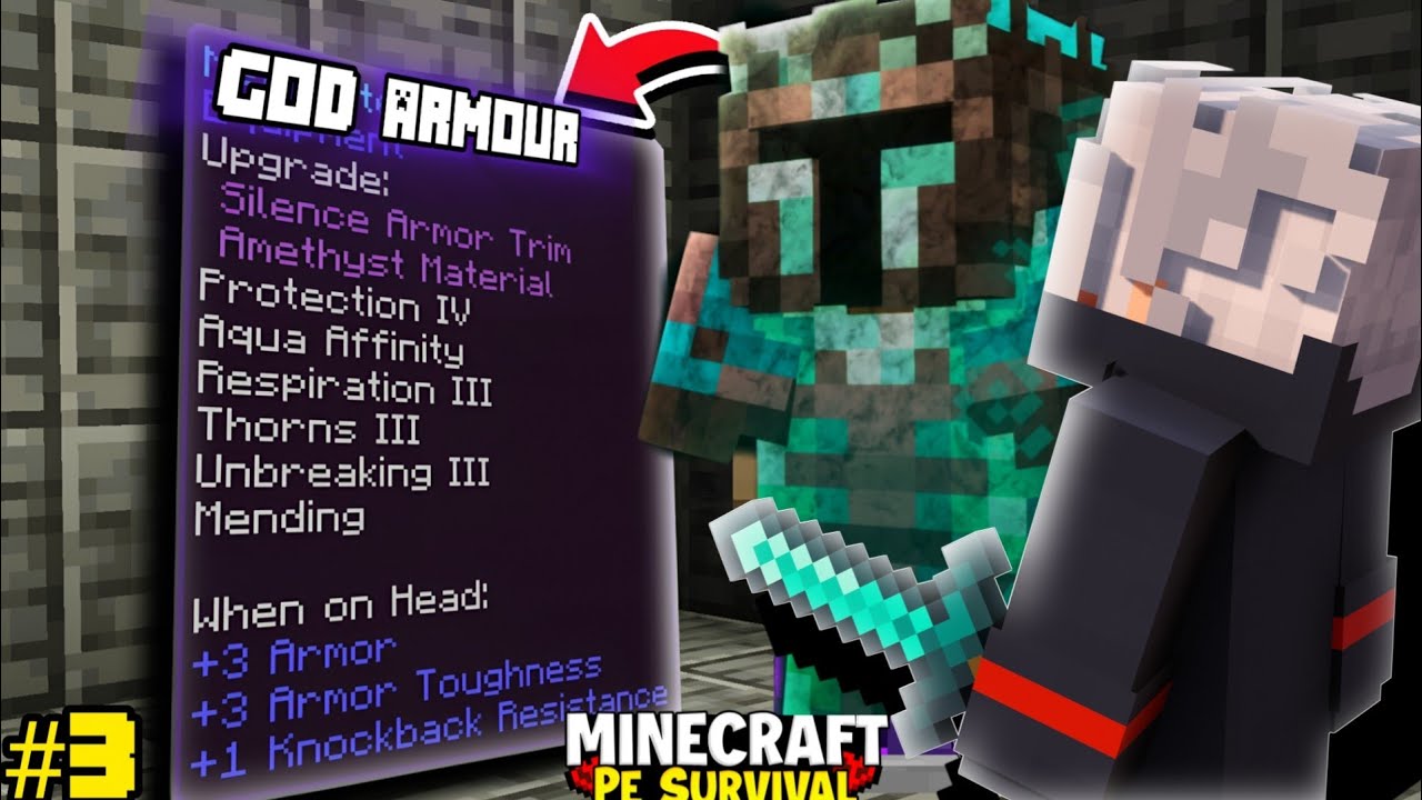 I Made GOD ARMOR in Minecraft PE Survival🤩 (Unbreakable!) - YouTube