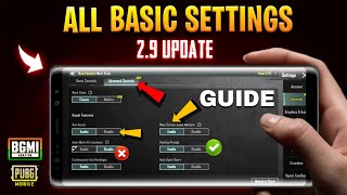 BGMI New Basic settings 2.9 Update Guide | New basic settings | basic Settings Explained 2.9 UPDATE