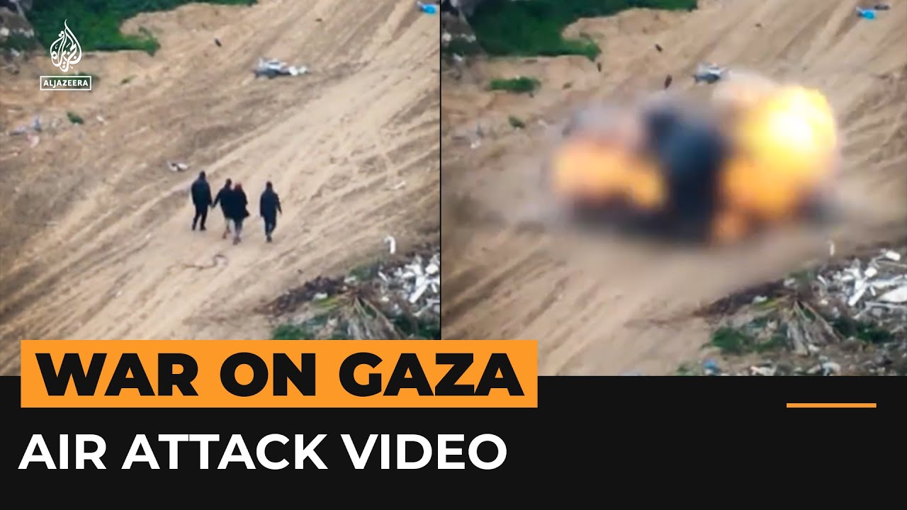 فيديو التقطته طائرة مسيرة في غزة يُظهر مقتل فلسطينيين في غارة جوية إسرائيلية | قناة الجزيرة الإخبارية
