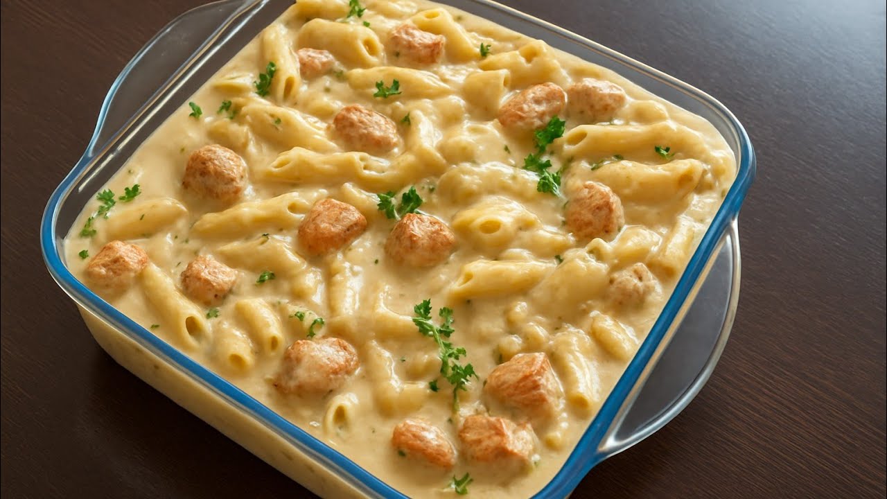 مكرونة وايت صوص كريمي بالفراخ🔥بدون كريمة والطعم أحلى من المطاعم رهيبه 😋