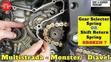 Ducati Gearbox Problems, Broken Shift Return Spring or Fork Return Spring  EN / DE Subtitles