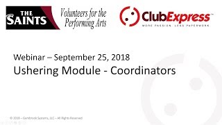 ClubExpress - Ushering Module - Coordinators