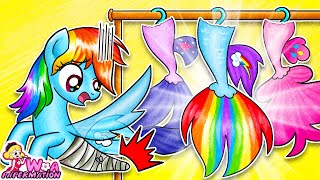 MY LITTLE PONY Transformation : Let's Help Rainbow Dash Mermaid Find Tail | 재미있는 스톱 모션 만화