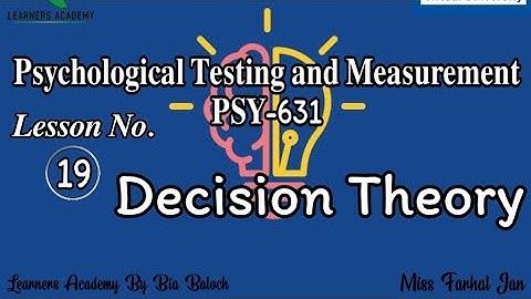 sychological Testing and Measurement (PSY-631)VU [URDU] | Lecture No.19 | Learners Academy By Bia