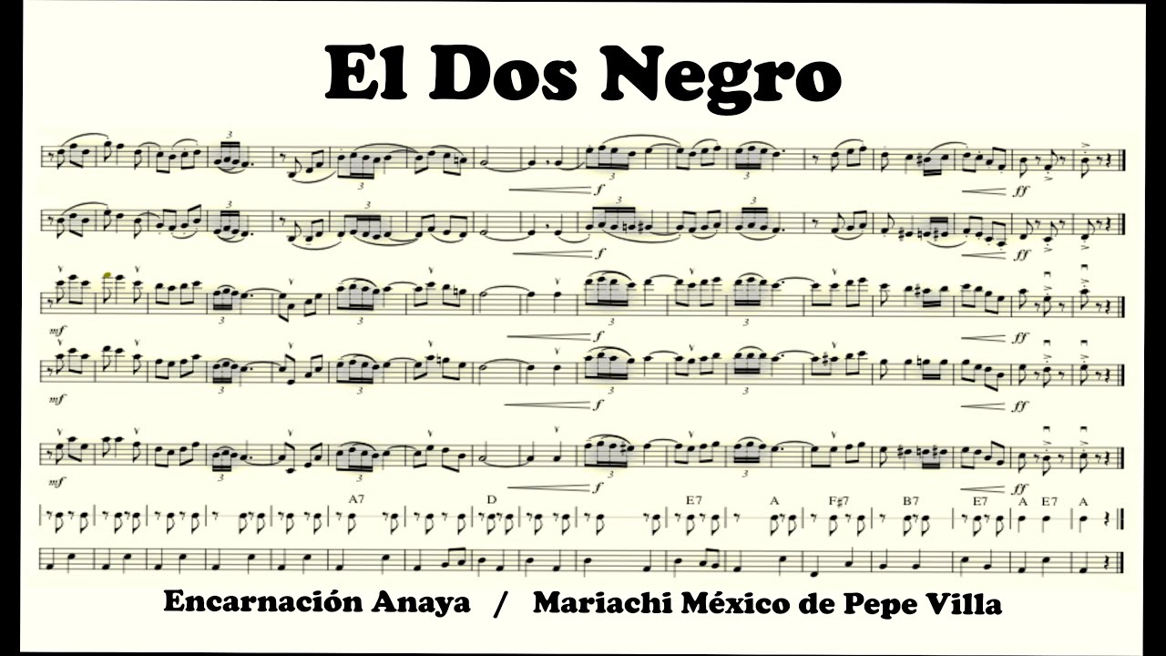 El Dos Negro - Partitura para Mariachi - Versión: Pepe Villa