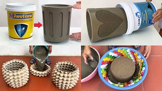 How To Make Extremely Beautiful Flower Pots From Cement  Gardening Ideas For Home