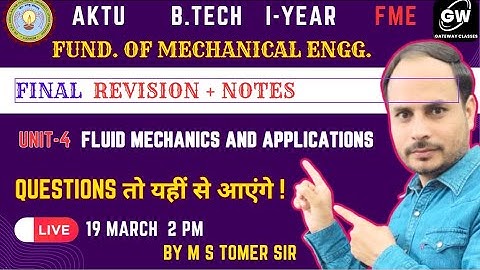 UNIT-4 I FME I Fluid Mechanics and Applications  I by M S Tomer Sir I  GATEWAY CLASSES I AKTU