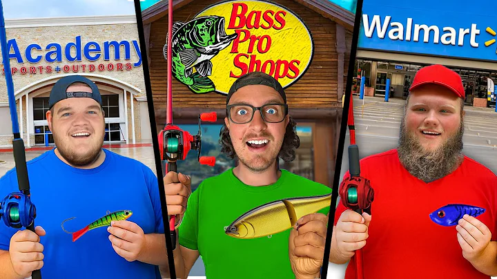 $100 Bass Pro Shops vs Academy vs Walmart Fishing Challenge!