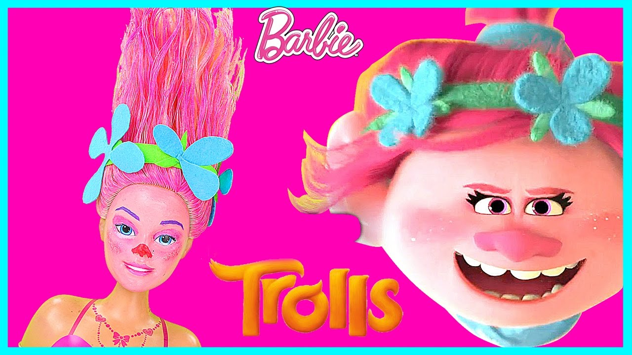 DIY How To Transform Barbie Doll Into Trolls Funny Facial Make Up