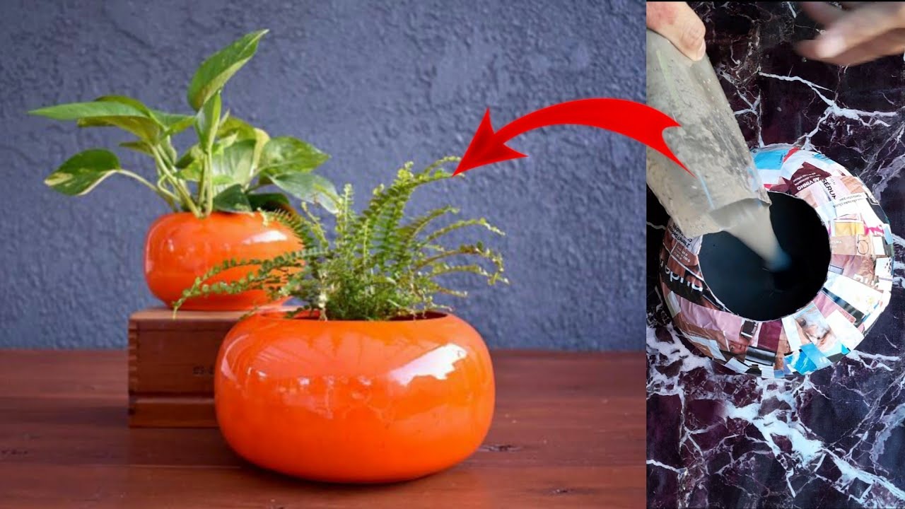 COMO FAZER VASO DE BEXIGA, GESSO E CIMENTO PARA PLANTAS NATURAIS | FAÇA VOCÊ MESMO VASO PARA PLANTAS