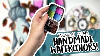 Using HANDMADE WATERCOLORS for the first time!