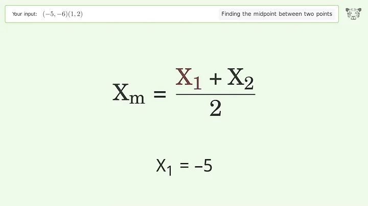 Find the midpoint between two points p1 (-5,-6) and p2 (1,2): Step-by-Step Video Solution