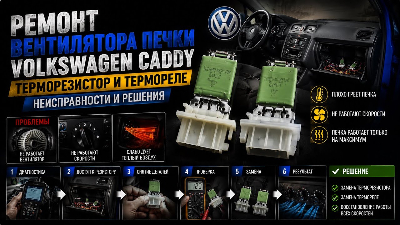 Volkswagen Caddy: не работает вентилятор печки? Терморезистор, термореле и ремонт своими руками