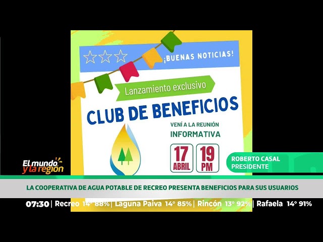 La Cooperativa de Agua Potable de Recreo presenta beneficios para sus usuarios - Roberto Casal, pdte