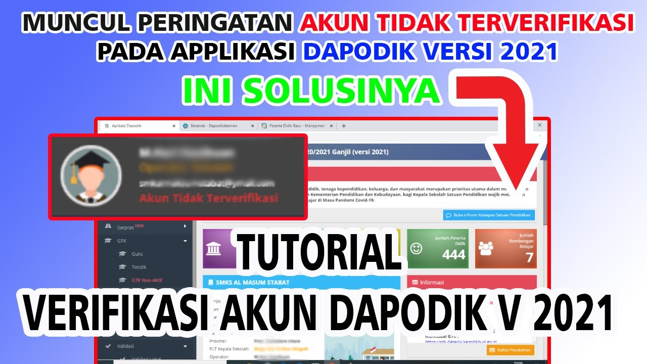 Cara Verifikasi Akun Dapodik dan PTK Di Dapodik Versi 2021 