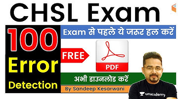 SSC CHSL- ऐसा ही Error Detection आएगा | Exam में सब सही होगा | By Sandeep Kesarwani