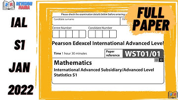 Edexcel IAL S1 January 2022 (Full paper)