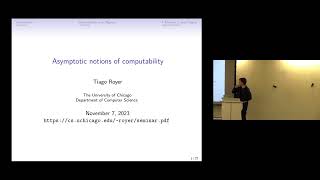 Full Asymptotic notions of computability - Tiago Royer (UChicago) (part 1) Guide