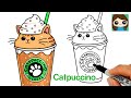 How to draw a catpuccino cute drink art