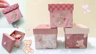 【折り紙】ふた付き正方形BOXの作り方 かわいい小物箱 プレゼントラッピング方法