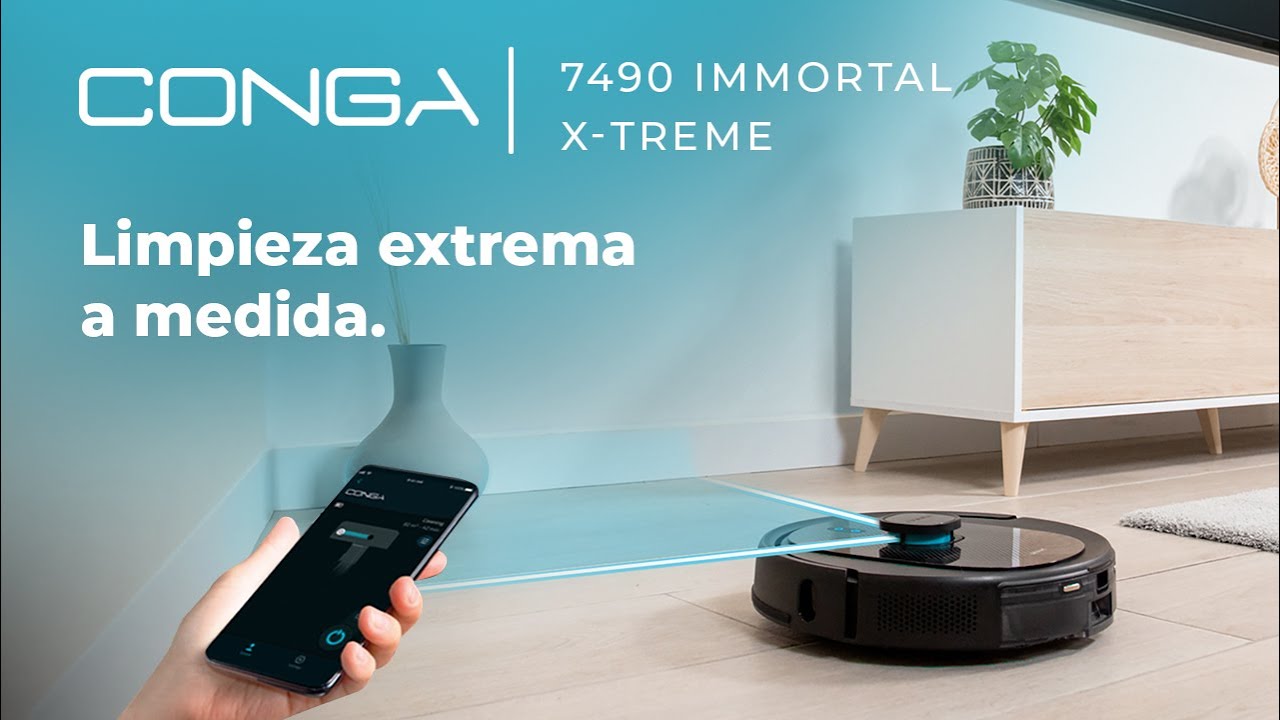 Cecotec Robot Aspirador Conga 7490 Immortal X-Treme con Navegación Láser.  Limpieza 4 en 1: Barre, Aspira, Friega y Pasa la Mopa, 3000 Pa, 120 Minutos  de autonomía, Cepillo Multifunción, 2 Mopas : : Hogar y cocina