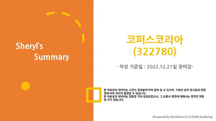 [급등주] 코퍼스코리아(322780)