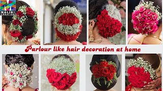 4 ideas for fresh flower, Gypsy n rose hair decoration/parlour hairstyle &amp; hair accessory at home