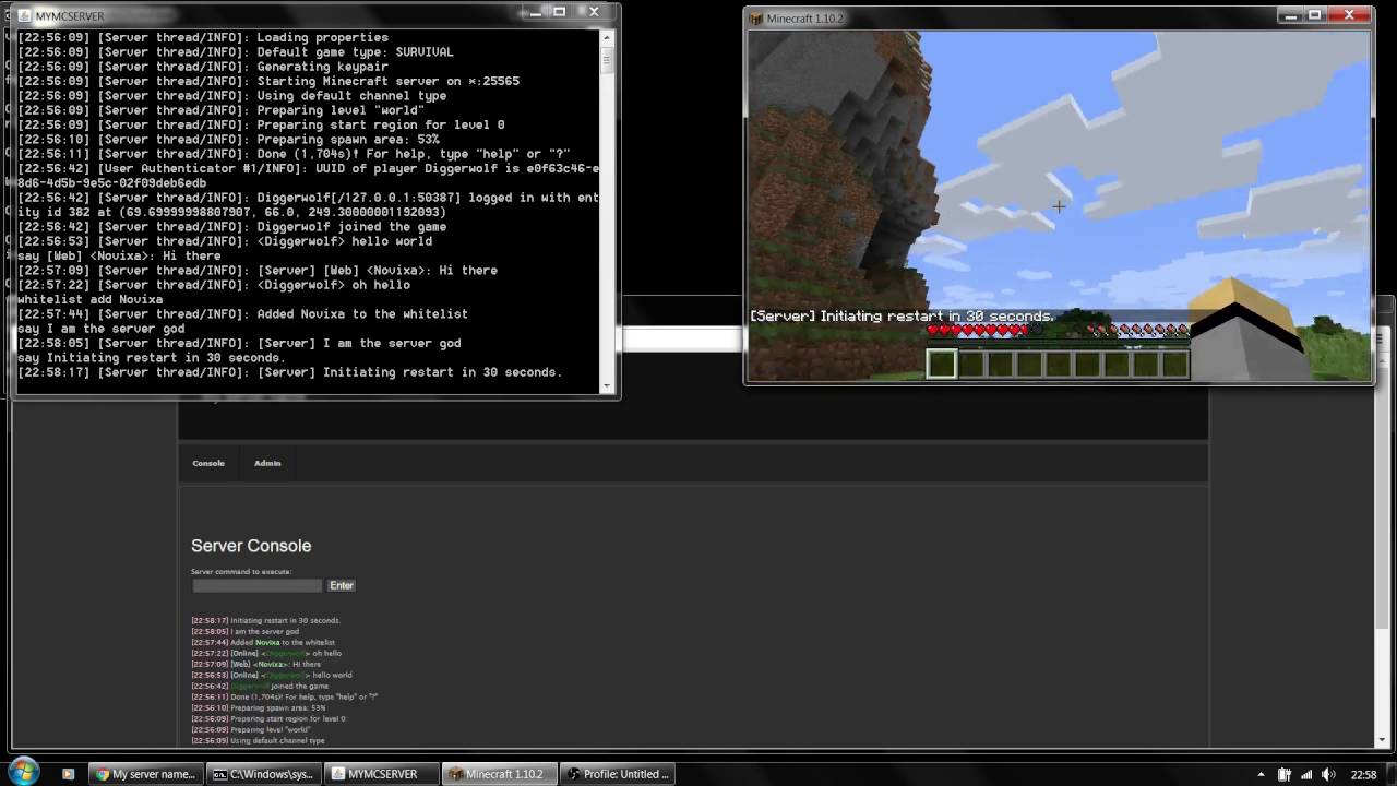 Simple Minecraft server PHP remote access console. (for windows) - YouTube