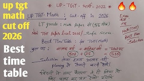 Up tgt math cut off & safe score in 2026//tgt math time table best books /best strategy 