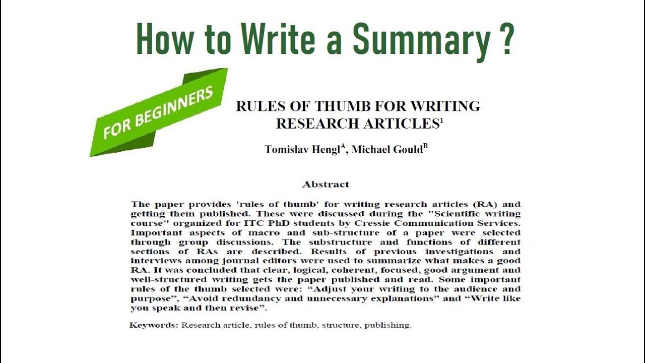 how to start a research article summary