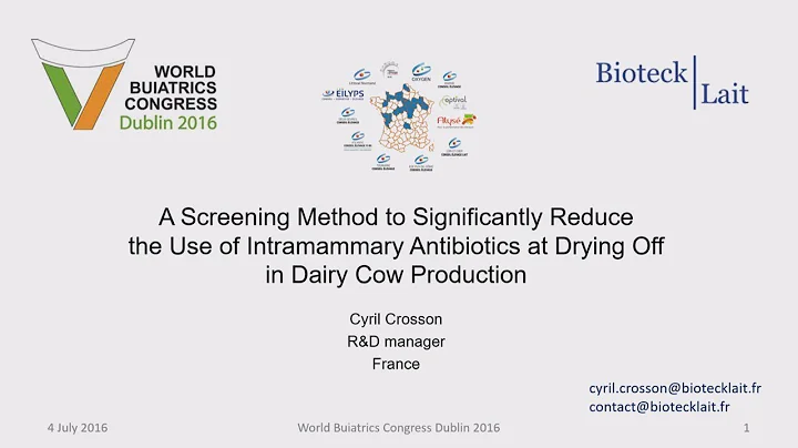 A Screening Method To Significantly Reduce The Use Of Intramammary Antibiotics
