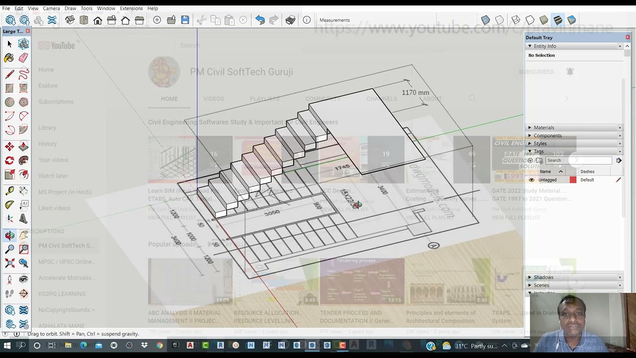 STAIRCASE Modelling Sketch Up, Audio Video Session, Video 4 members only 