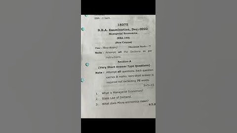 bba previous year question paper (2023) | bba managerial economics ka question paper | bba