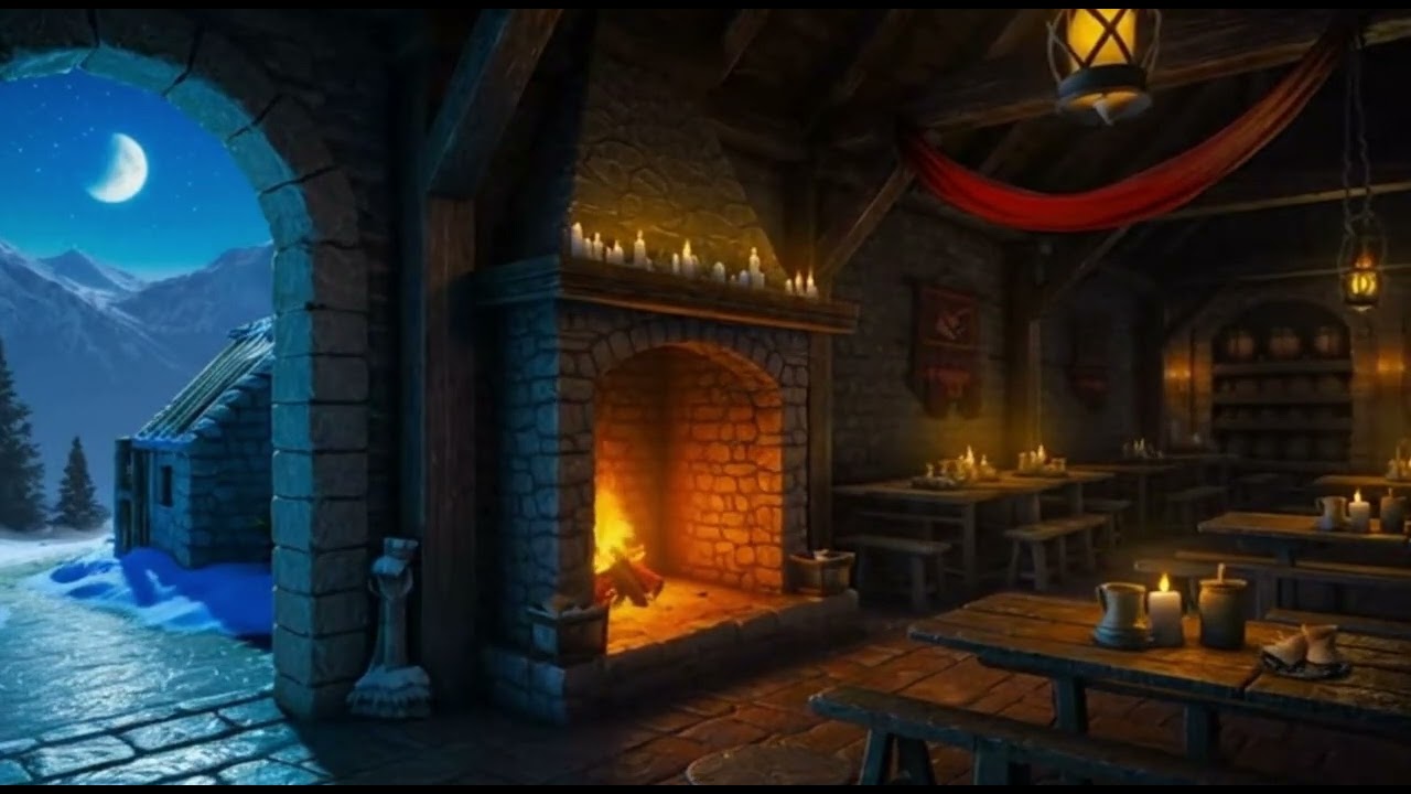 The Quiet Stone Hearth at Midnight 🔥 | Medieval Winter Ambience