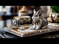 Timeless Parlor Decorating With Silver Trays And Hand Painted Porcelain Rabbit Statues