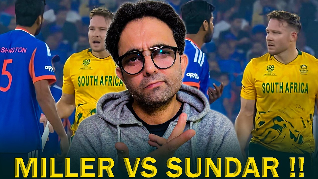 Heated words exchanged between David Miller & Washington Sundar during India vs South Africa!