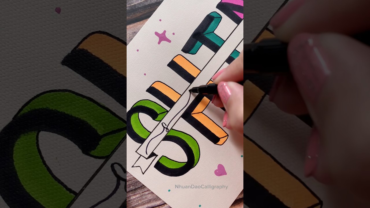 Lettering my subscirbers names #shorts #calligraphy #nhuandaocalligraphy #handlettering #satisfying