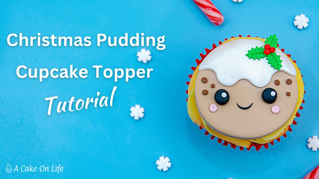 Christmas Pudding Cupcake Topper Tutorial/ Christmas Cupcake Decorating ...