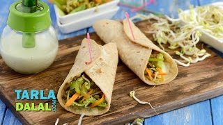 Bean Sprouts & Veggie Wrap (Protein Rich Recipe for Pregnancy) by Tarla Dalal