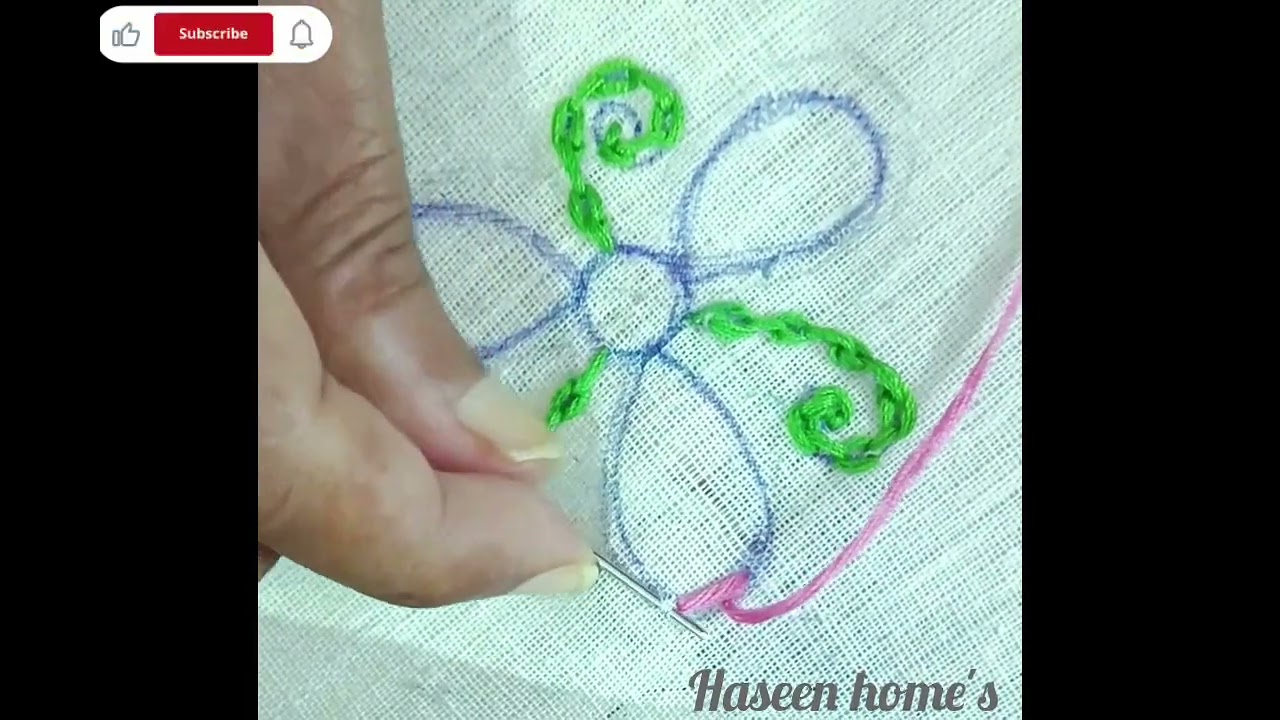 Beautiful Herring Bone Stitch Flower | Hand Work Embroidery Design & easy fr Beginners#video#viral