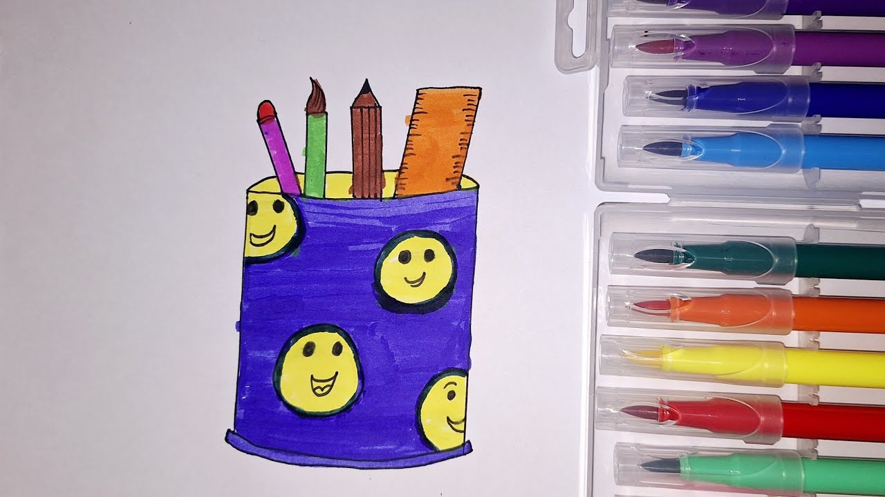 how to draw pencil holder easy easy drawing kids drawing YouTube