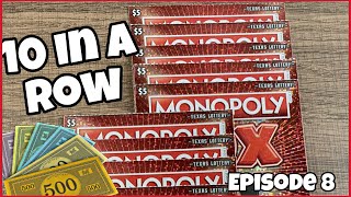 1ST 10 IN THE PACK LUCK 🍀 MONOPOLY 50X 💵 TEXAS LOTTERY SCRATCH OFF TICKETS
