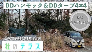 大阪にもこんなおしゃれなキャンプ場が！？杜のテラスはハンモック泊に最高！DDハンモックで冬キャンプ！
